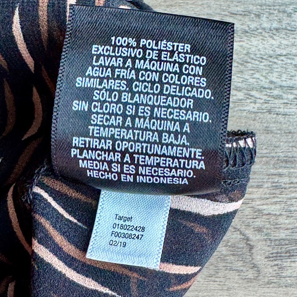 A New Day Black Tan Abstract Print Long Sleeve Blouse Size S - Picture 4 of 8